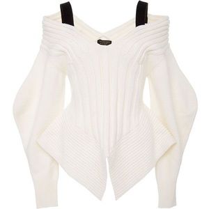 Burberry Off The Shoulder Sculptural Corset Sweater